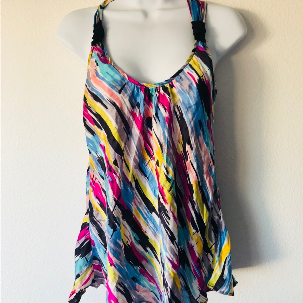 Mng mango silk tank abstract pink art Large office